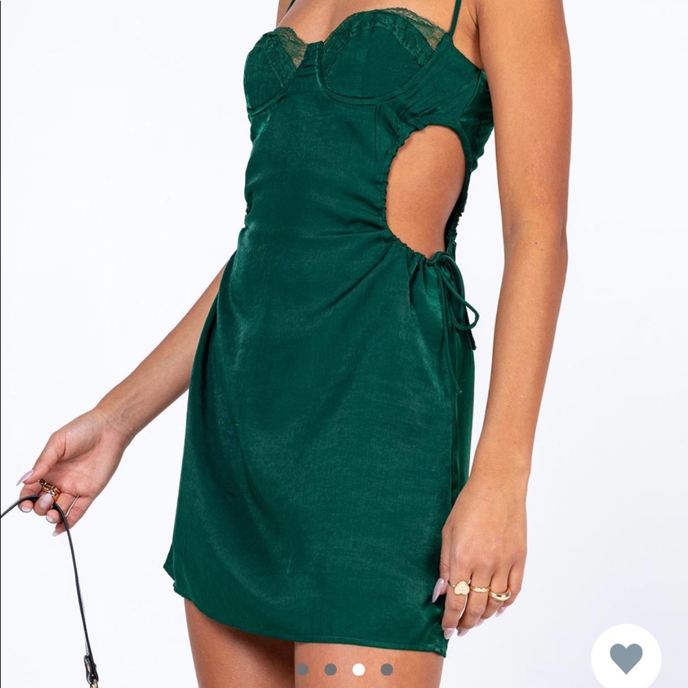 Hazel Cut Out Mini Dress Forest Green